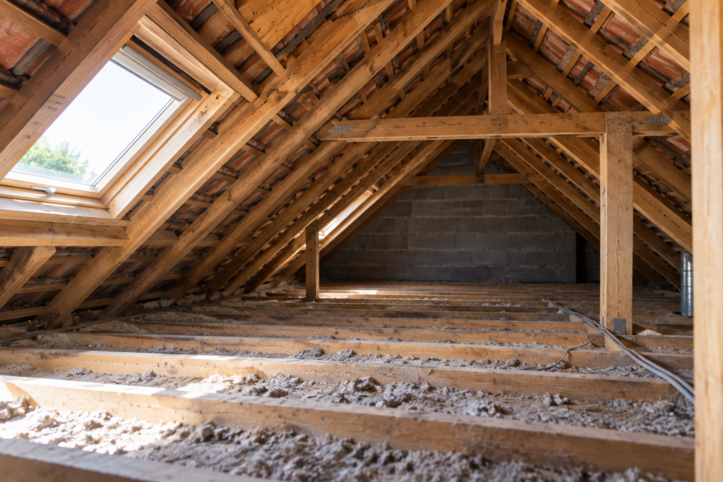 Combles non isolés avant travaux d’isolation thermique