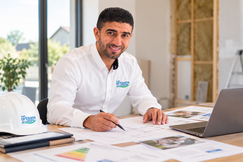 Gérant des Artisans de la Loire étudiant un projet de rénovation énergétique