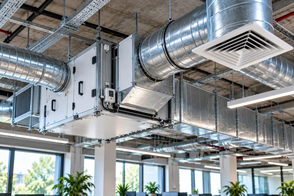 Système de ventilation et de traitement de l’air dans un bâtiment tertiaire